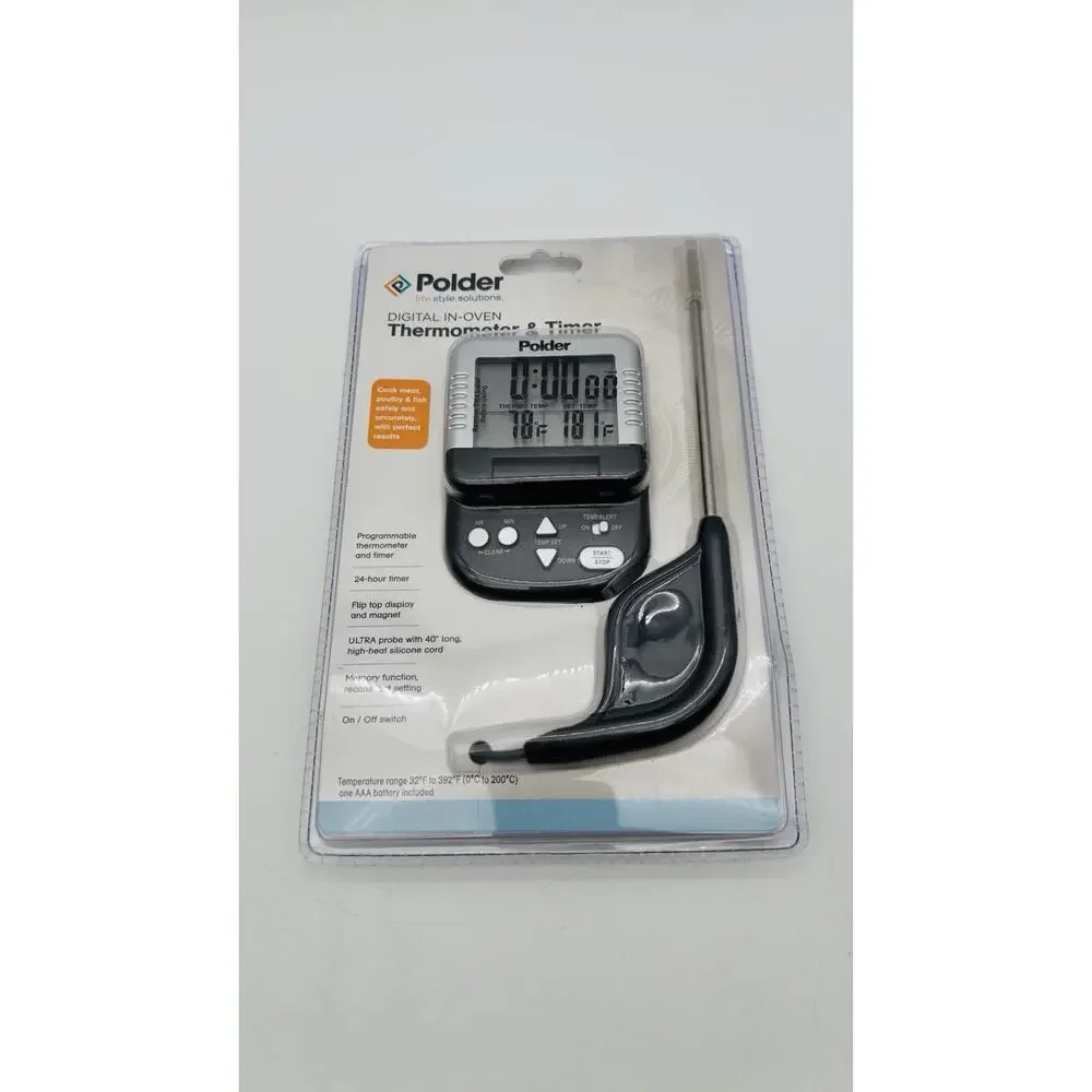 New Polder Digital In-Oven Thermometer & Timer THM-362-86 New Sealed